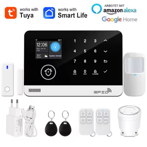 Tuya Smart WiFi GSM Security Alarm System RFID Touch Keyboard App Control