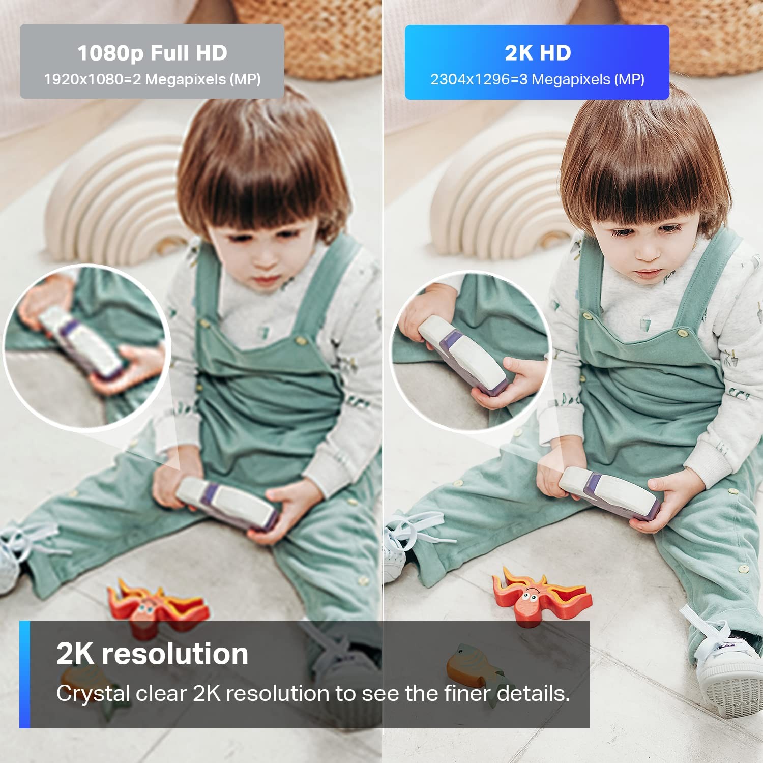 Tapo 2K Indoor Security Camera for Baby Monitor, Dog 1-Pack, White