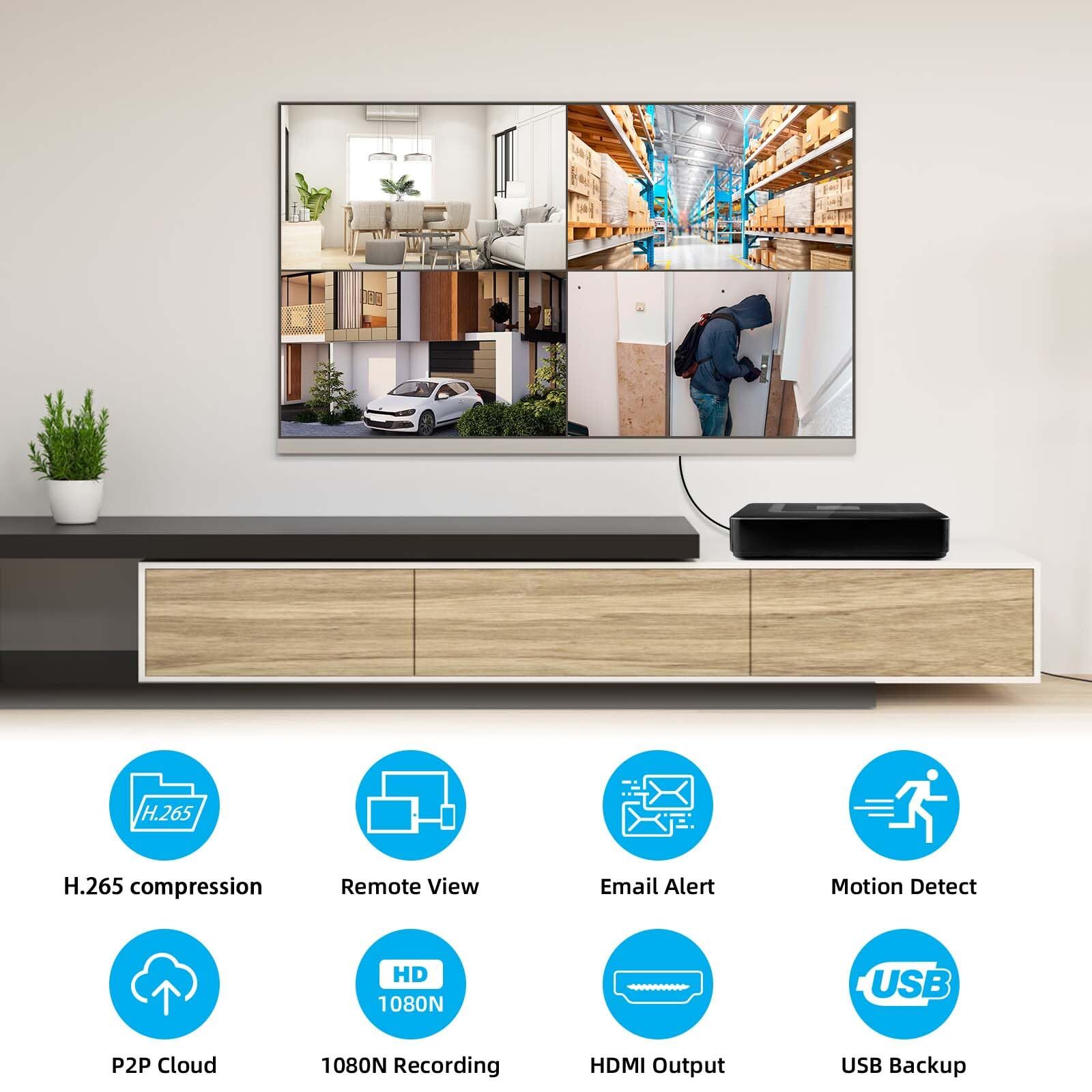 KERUI H.265+ 1080P Home Security Camera System Outdoor 8CH DVR with 500G HDD