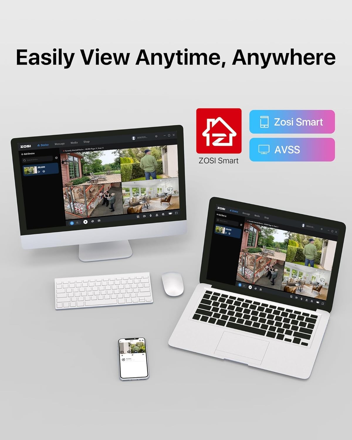ZOSI 8MP 4K PoE Security IP Dome Camera Add on Sound & Light Alarm AI Detection
