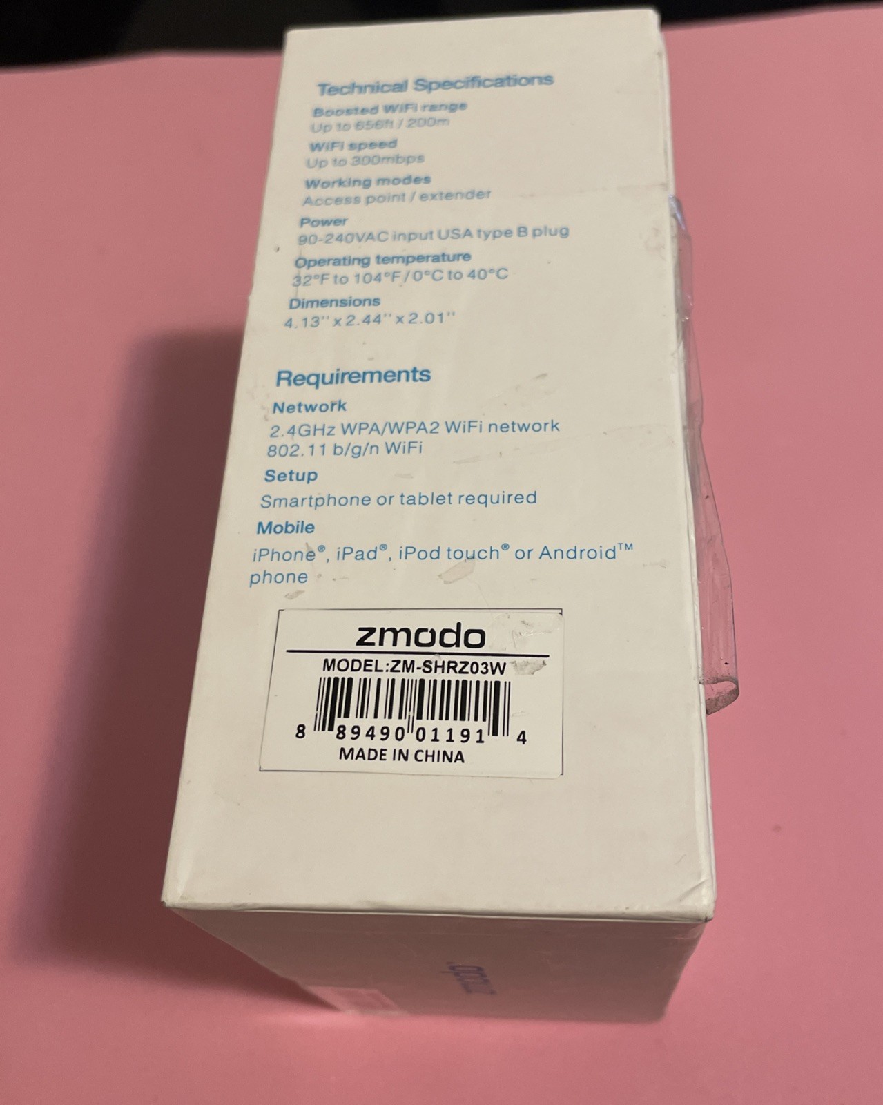 Zmodo Beam WiFi Range Extender ZM-SHRZ03W W/POWER ACCESSORY ZM-SHDZ01