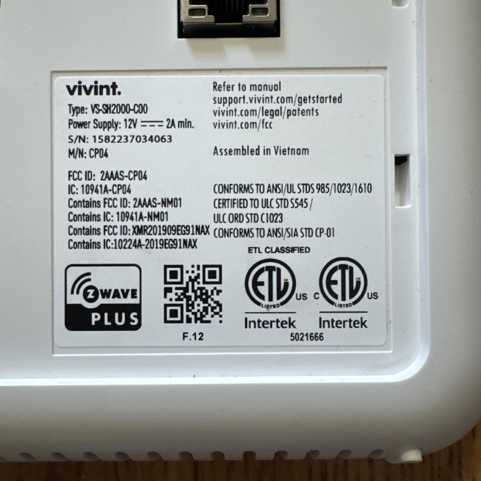 Vivint Security System Outdoor Indoor Camera Control Panel Wiring