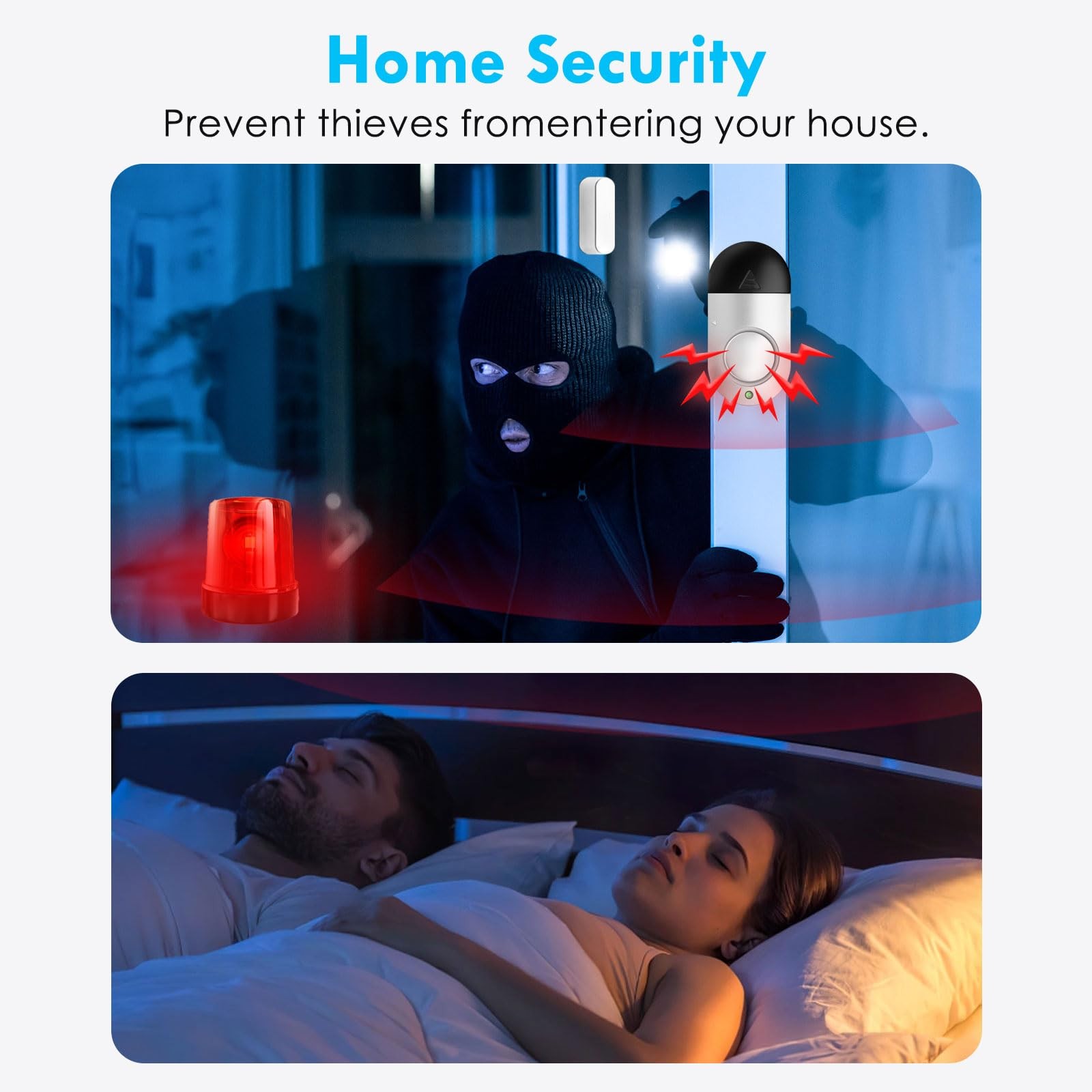 Door Window Alarm, 120DB Alarms for Home Security, Silver gray