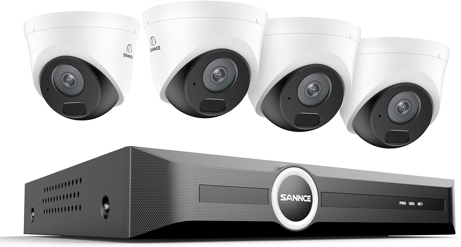 5MP Poe Security Camera System, 8CH 6MP Surveillance NVR with 4PCS 5MP HD Weathe