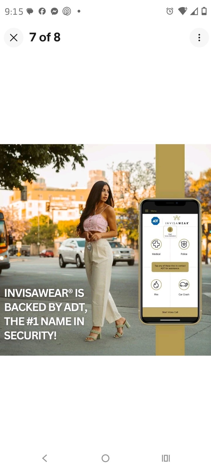 invisaWear Smart Jewelry – Personal Safety Device – Silver Unisex Keychain NIB