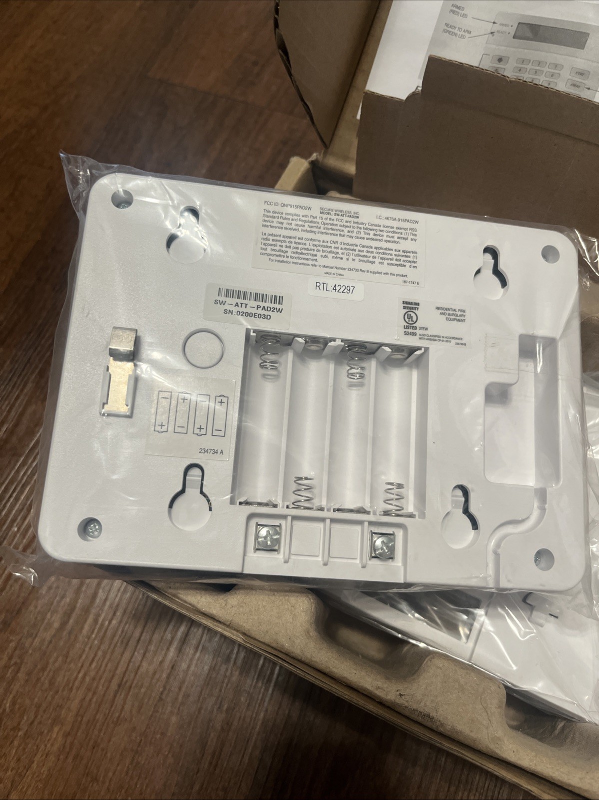 NEW AT&T / Cisco DLC-100 Digital Life SW-ATT-PAD2W Wireless Keypad
