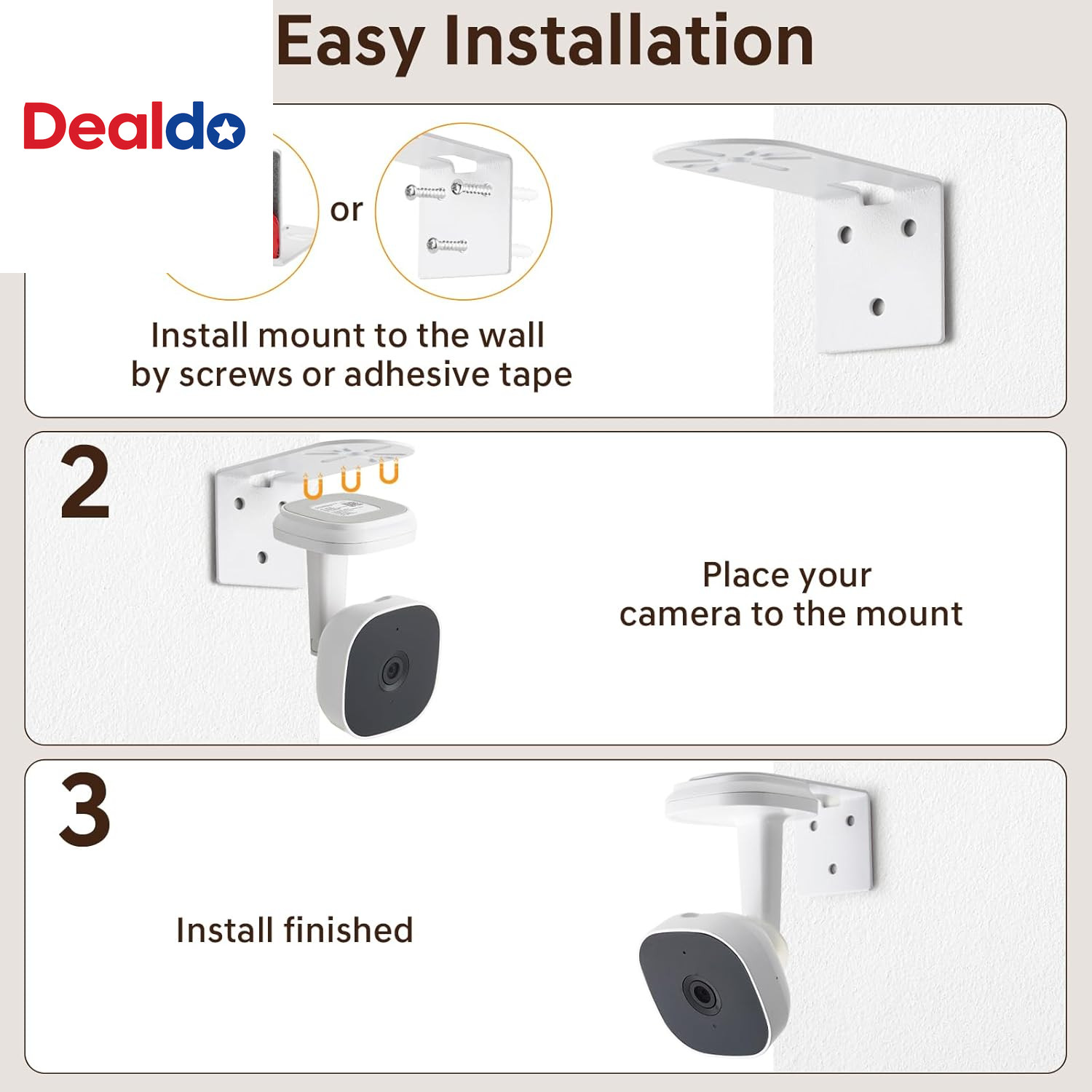 Metal Wall Mount for Myq Smart Garage Security Camera, No Drill Weatherproof Mou