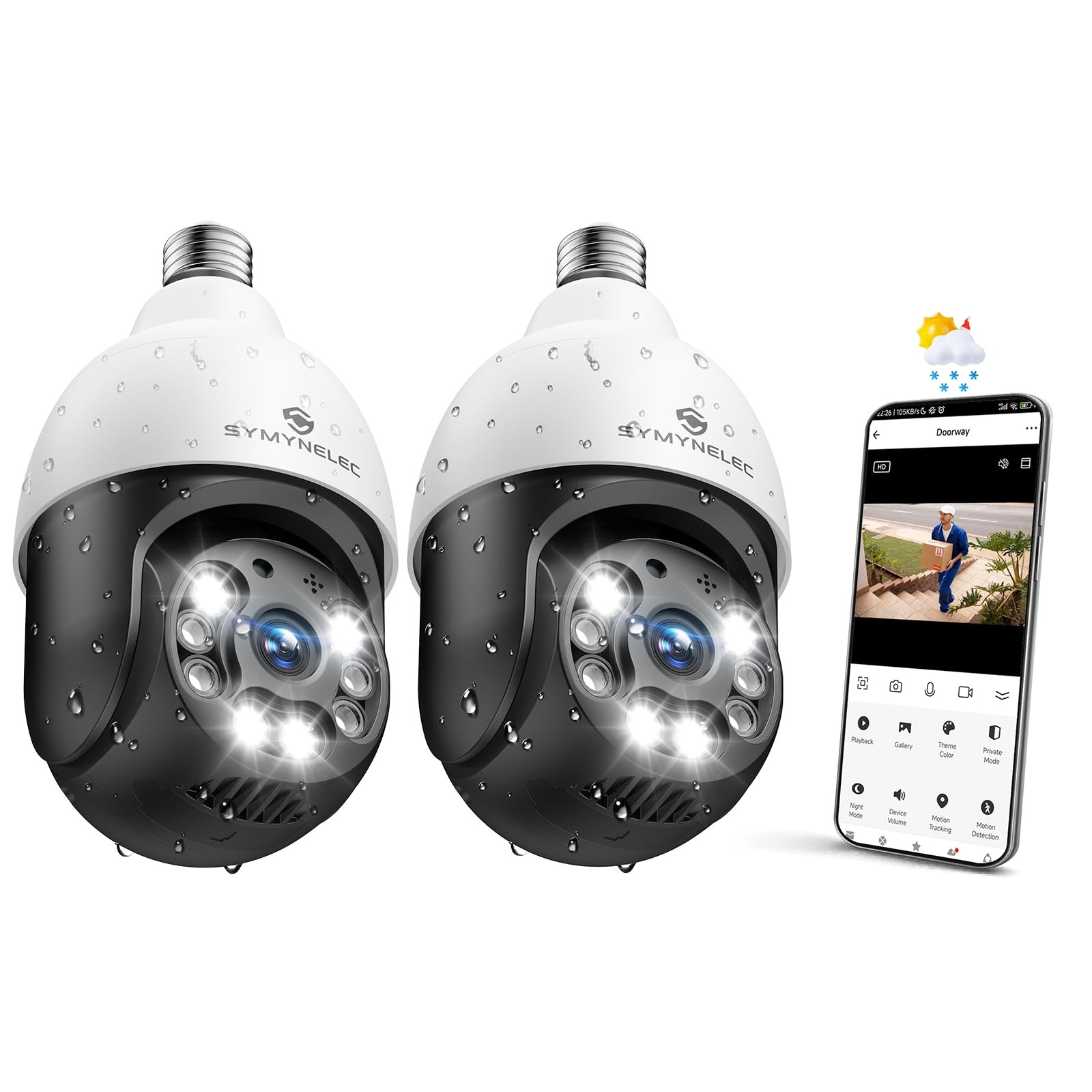 SYMYNELEC Light Bulb Security Camera Outdoor 2.4GHz Only, Only