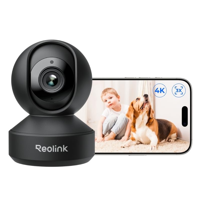REOLINK 4K Pan Tilt Indoor Camera, 3X Optical Zoom, Dual-Band WiFi 6 Black