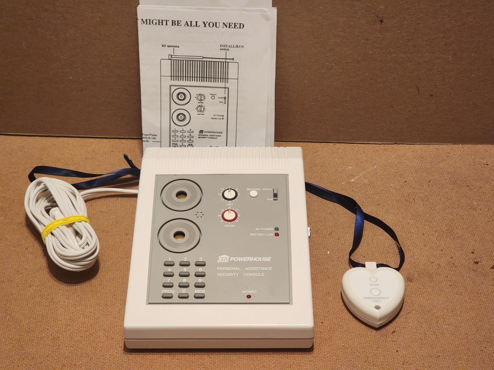 X10 POWERHOUSE PA5800 PERSONAL ASSISTANCE SECURITY SYSTEM PA581 PENDANT HP564