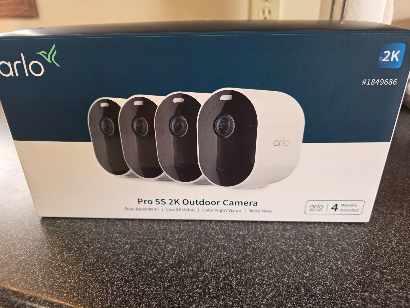 4x Arlo Pro 5S 2K Spotlight Camera Wireless Home Security Cams w/ Base Hub Solar