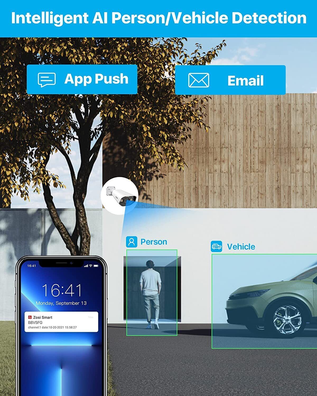 ZOSI 2 Pack 5MP/8MP PoE PT Add-on Camera AI Motion Detection With Cables