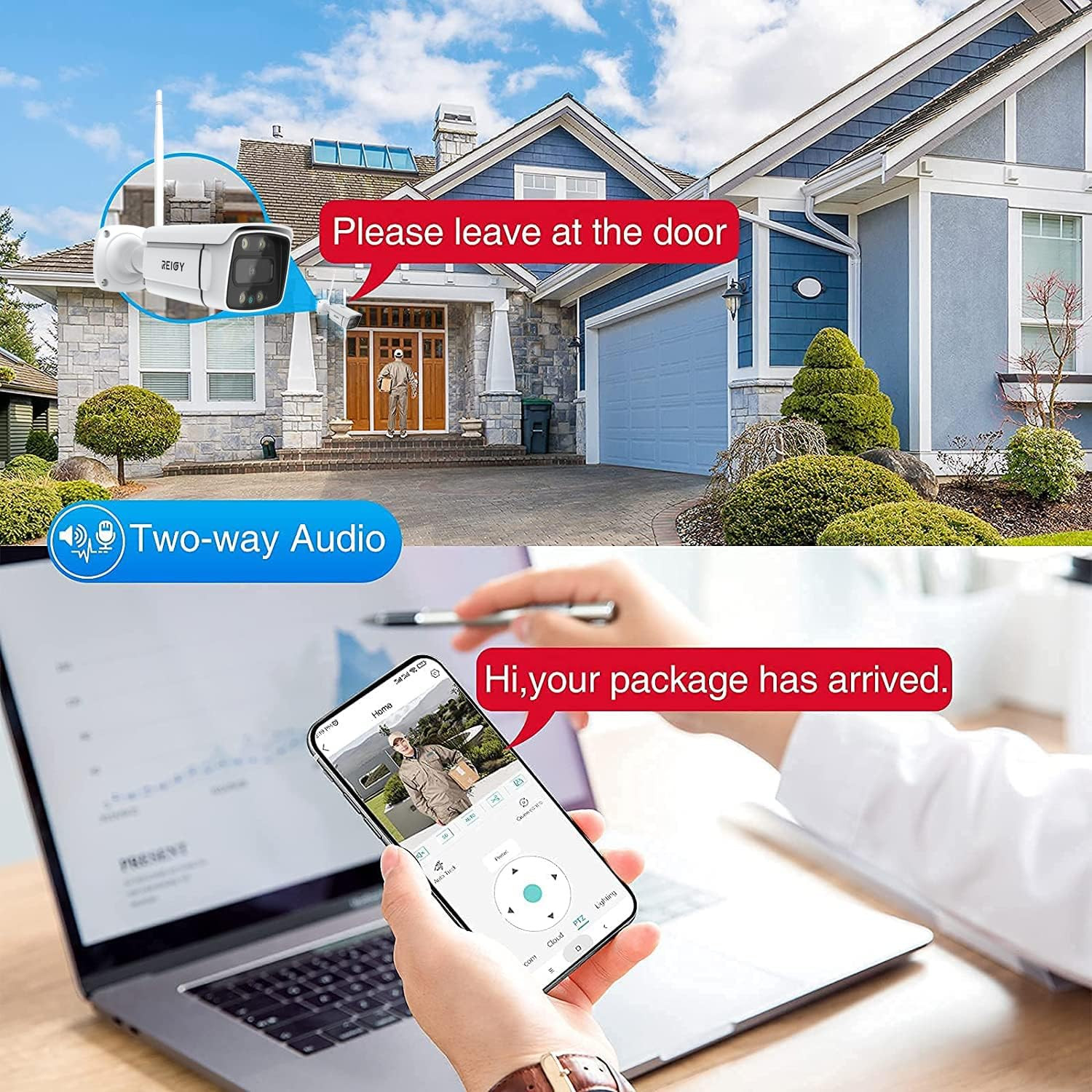 3MP Wifi Security Camera System with Floodlight without Hard Drive, 2K Outdoor H