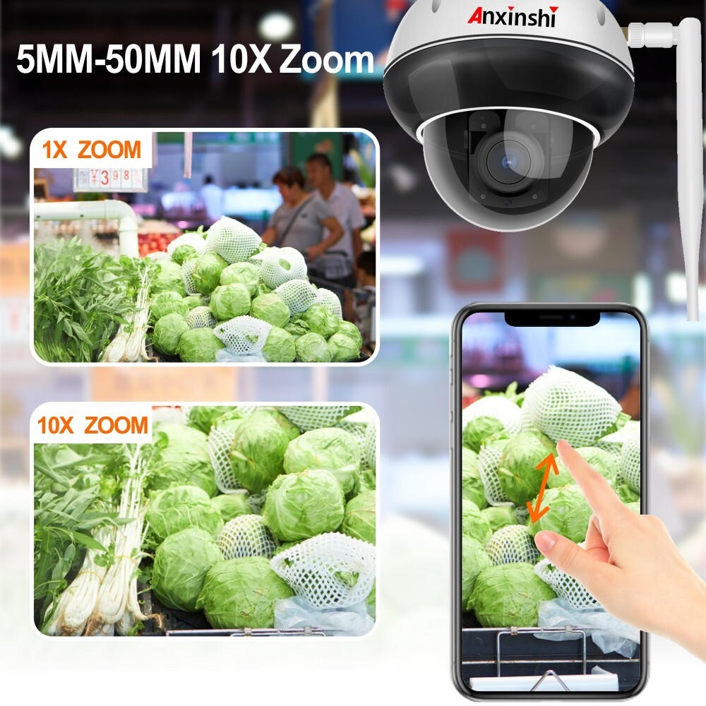5MP 10XZoom Human Tracking AI wireless Camera P2P Onvif mini PoE MIC PTZ Camera