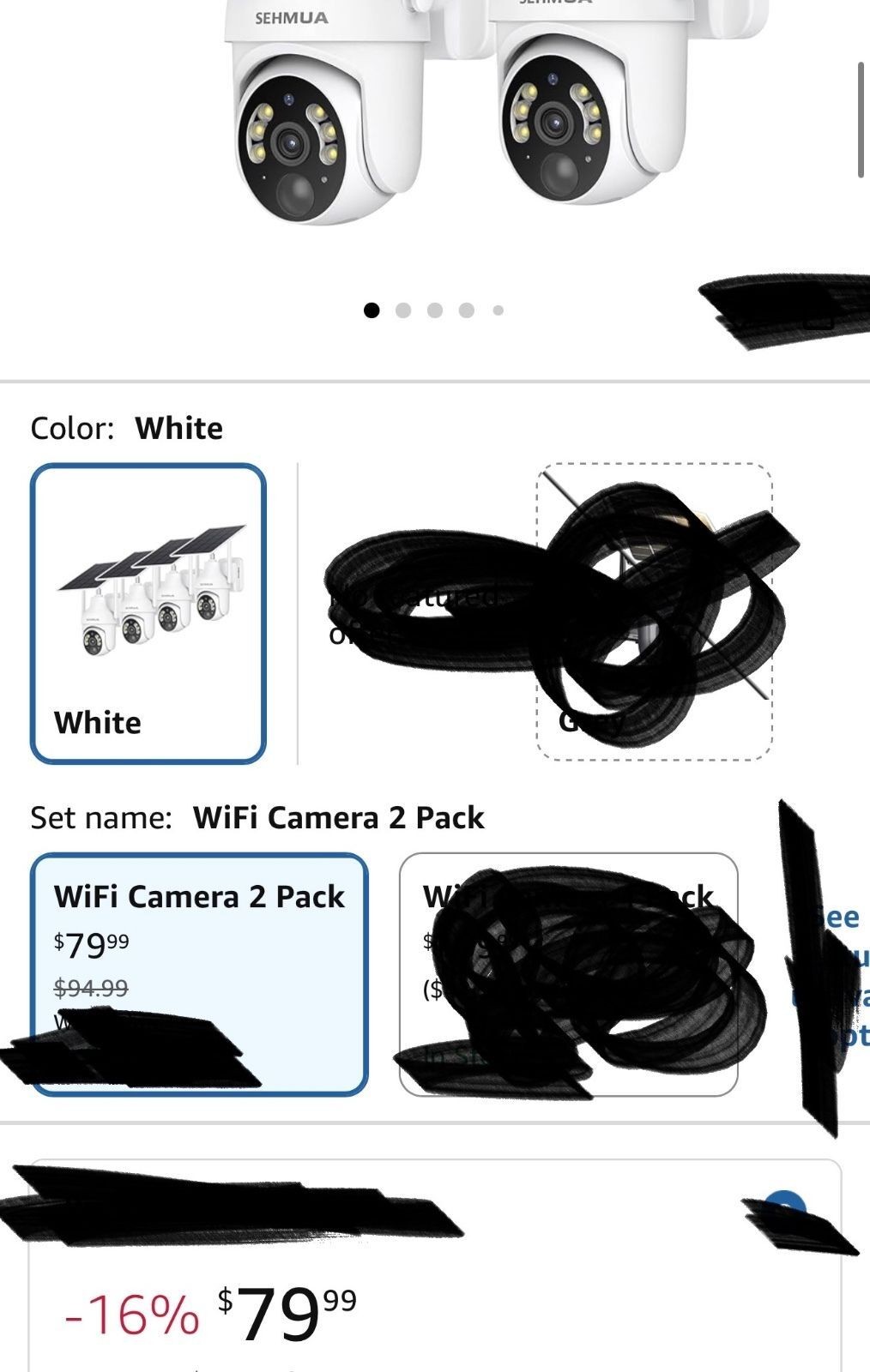 Pan Tilt Security Cameras Battery/Solar 2Pk