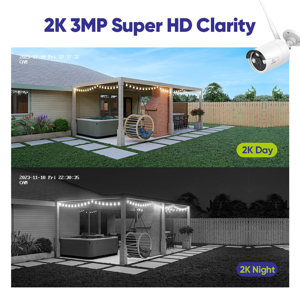 SANNCE 2x Wireless 3MP Outdoor Security IP Camera Two Way Audio for N48WHE NVR
