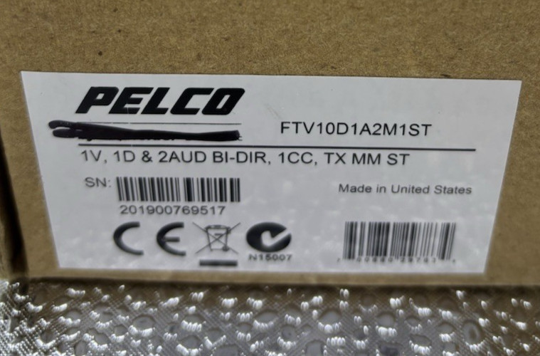 Pelco FTV10D1A2M1ST 1 Channel Video Fiber Transmitter ST Connector, Multi-Mode