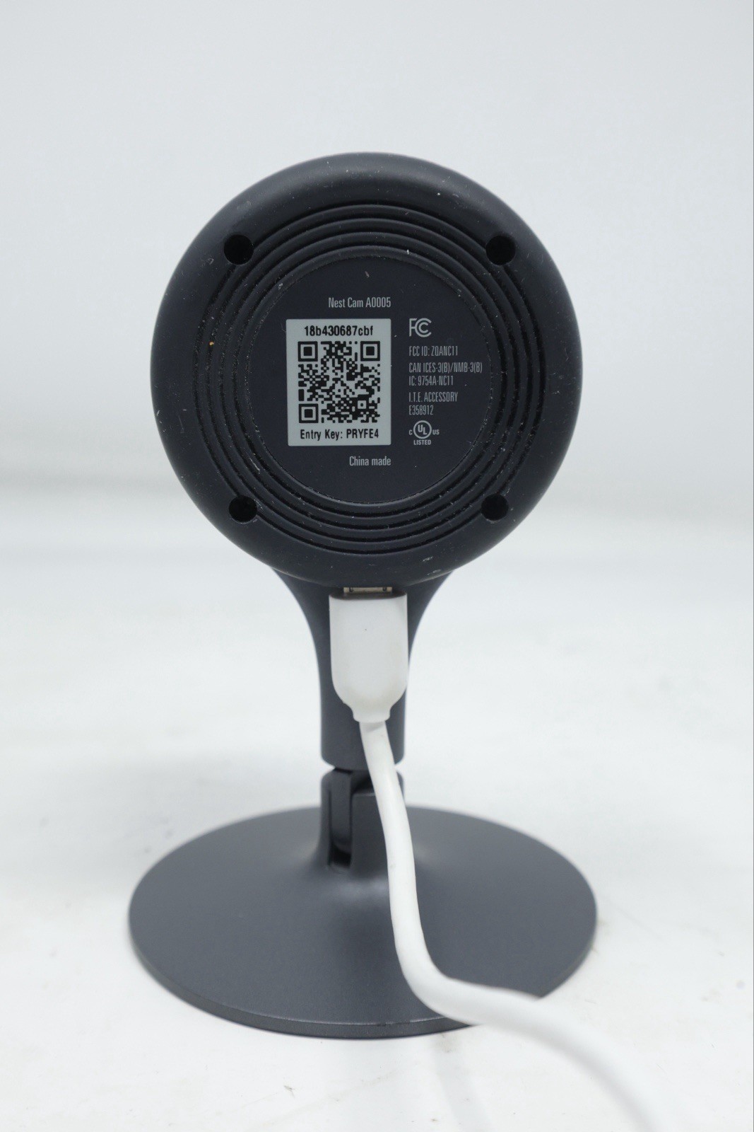 Google Nest Cam Indoor Security Camera Black A0005 with Cable Tested
