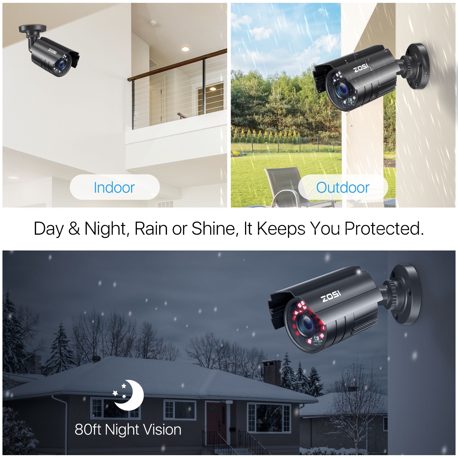 ZOSI H.265+ 8CH 5MP-Lite HDMI DVR CCTV Outdoor Security 1080P Camera System 2TB