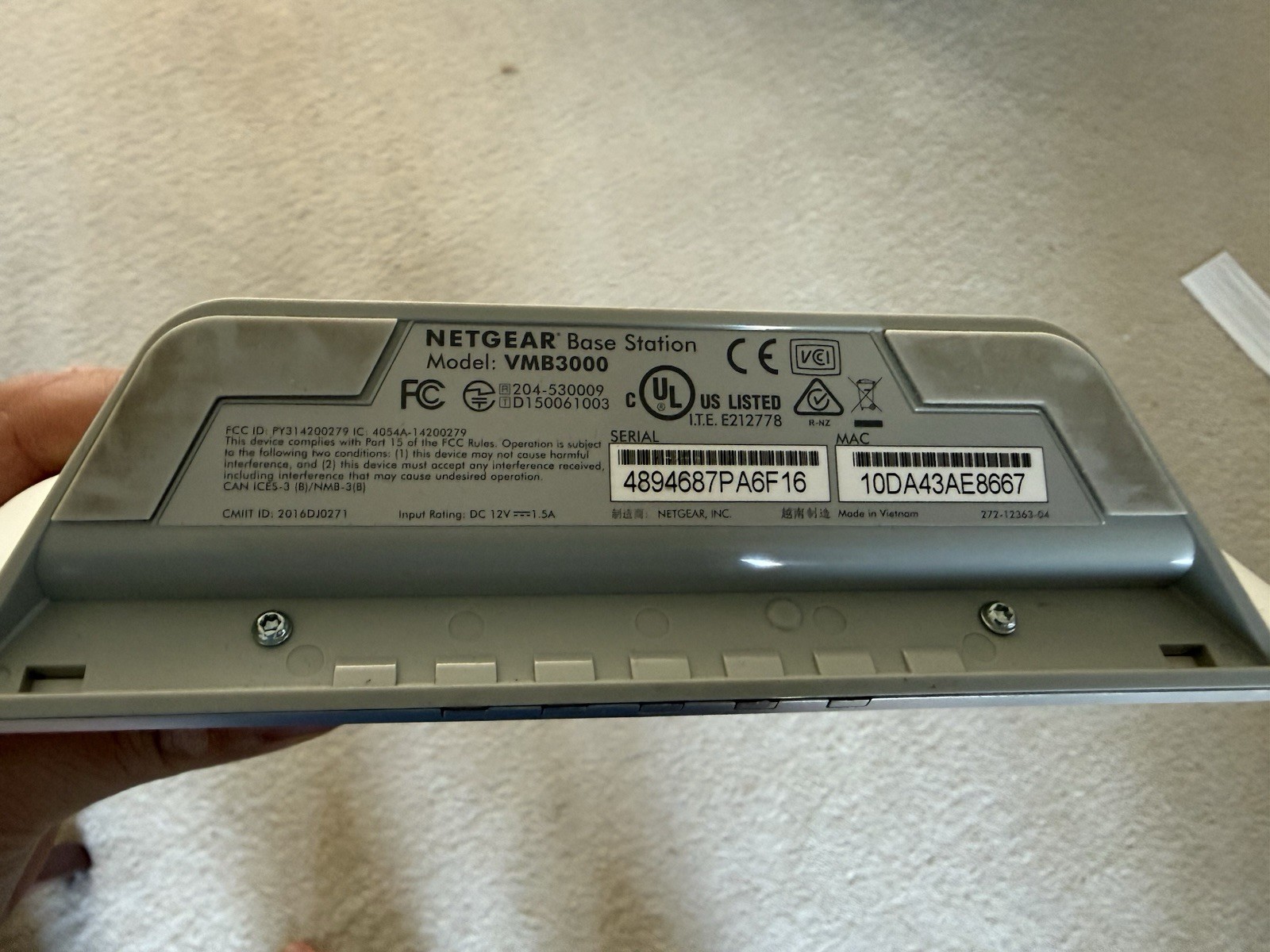 NETGEAR VMB3000 Arlo Wireless Security Base station 8667 Used Tested