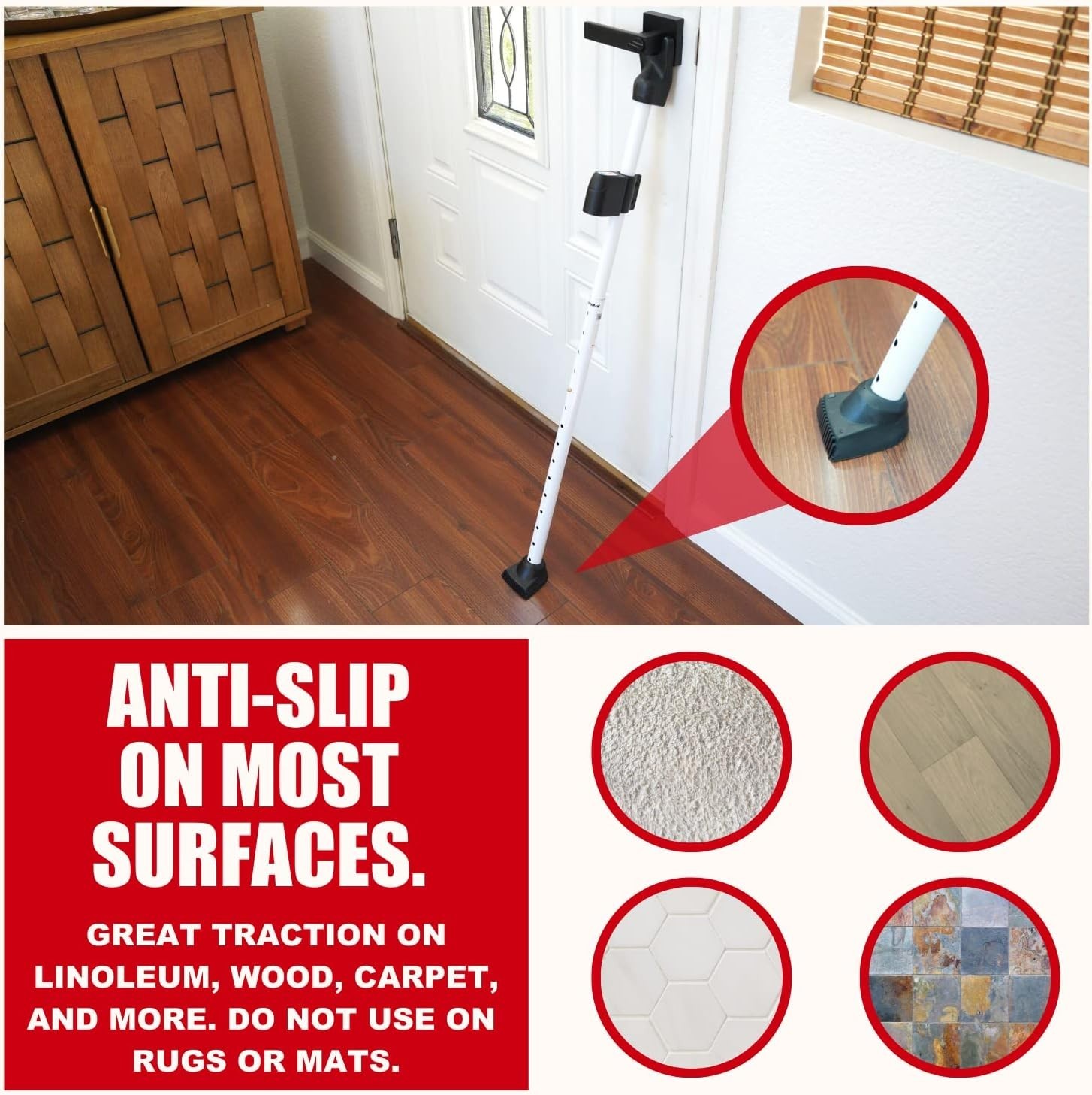 Rugged 2-in-1 Door Security Bar with 120dB Alarm – Protects Against Intrusions