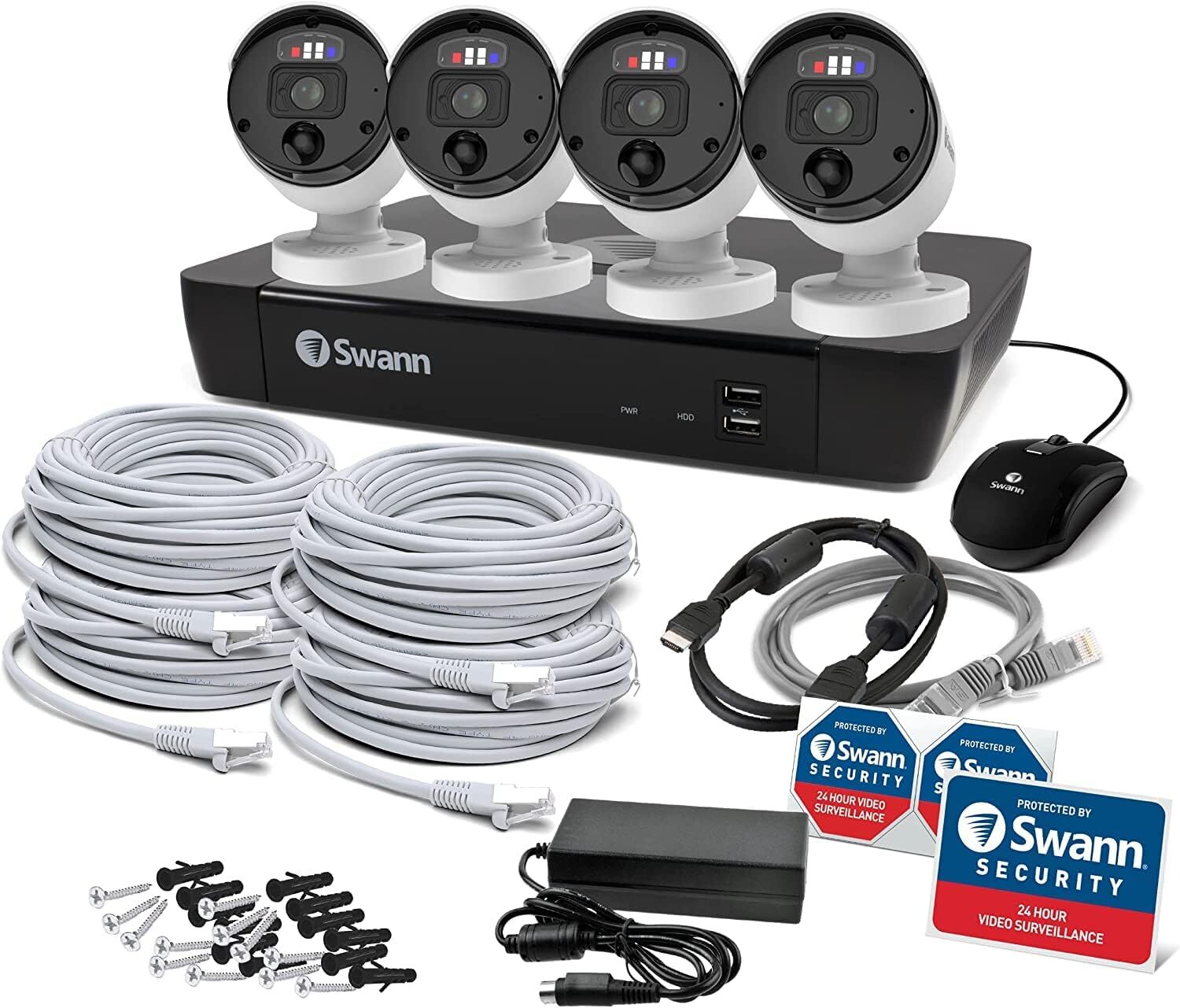 Swann 4K UHD Home Security Camera System, 8 Channel NVR with 2TB, 4 Indoor
