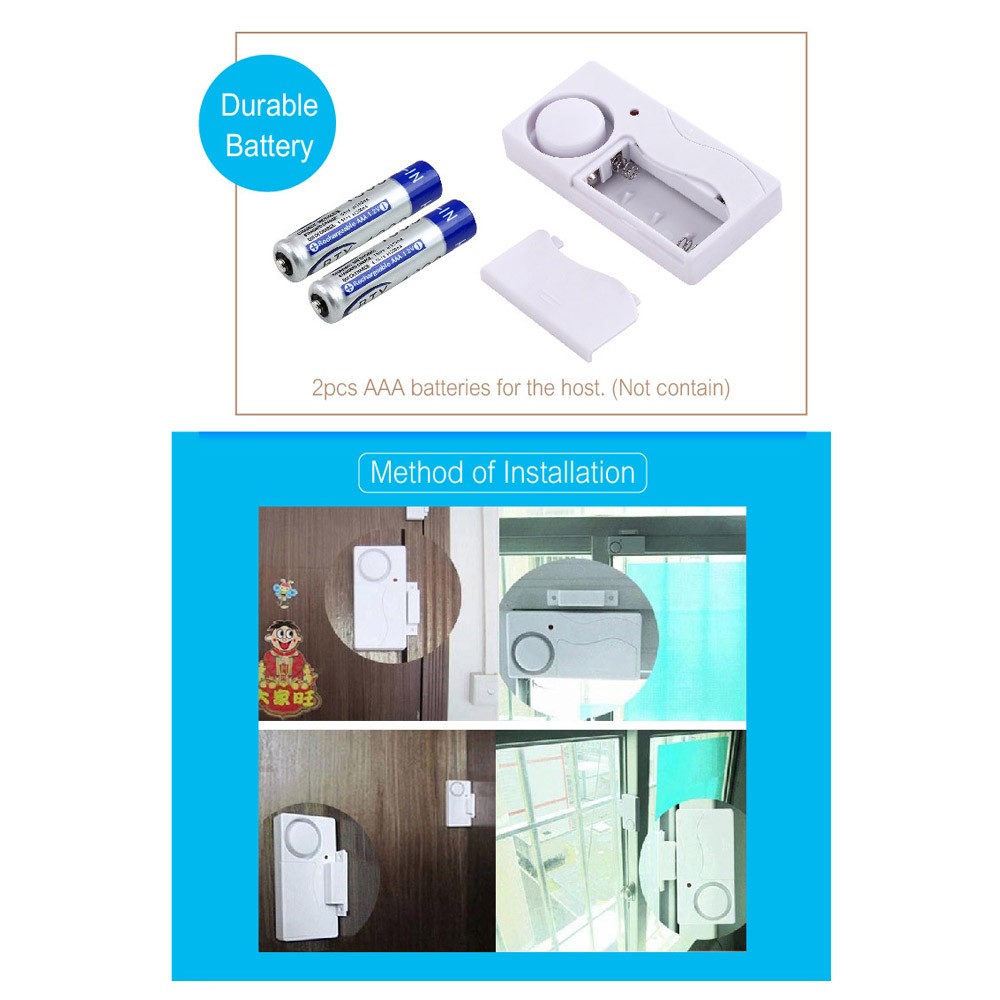 Window Door Magnetic Sensor Alarm with Wireless Remote Control 105dB Super Loud