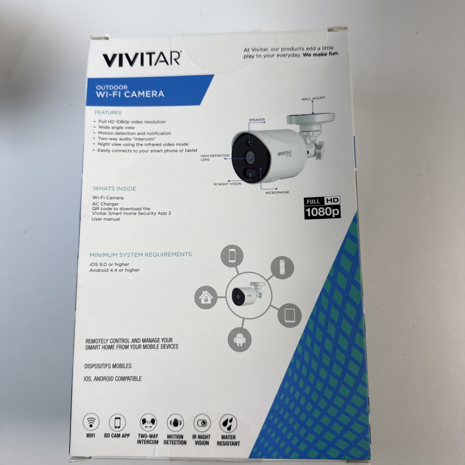 Vivitar Night Vision Two-Way Intercom Smart Security 1080p Wi-Fi Outdoor Camera