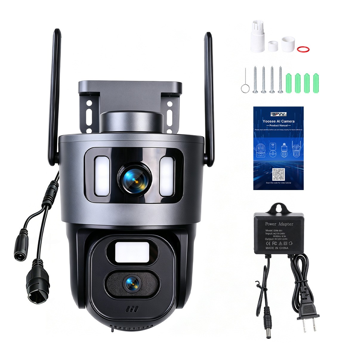 4K WiFi Triple Lens Security Camera Outdoor Home Night Vision 360° PTZ 10X Zoom