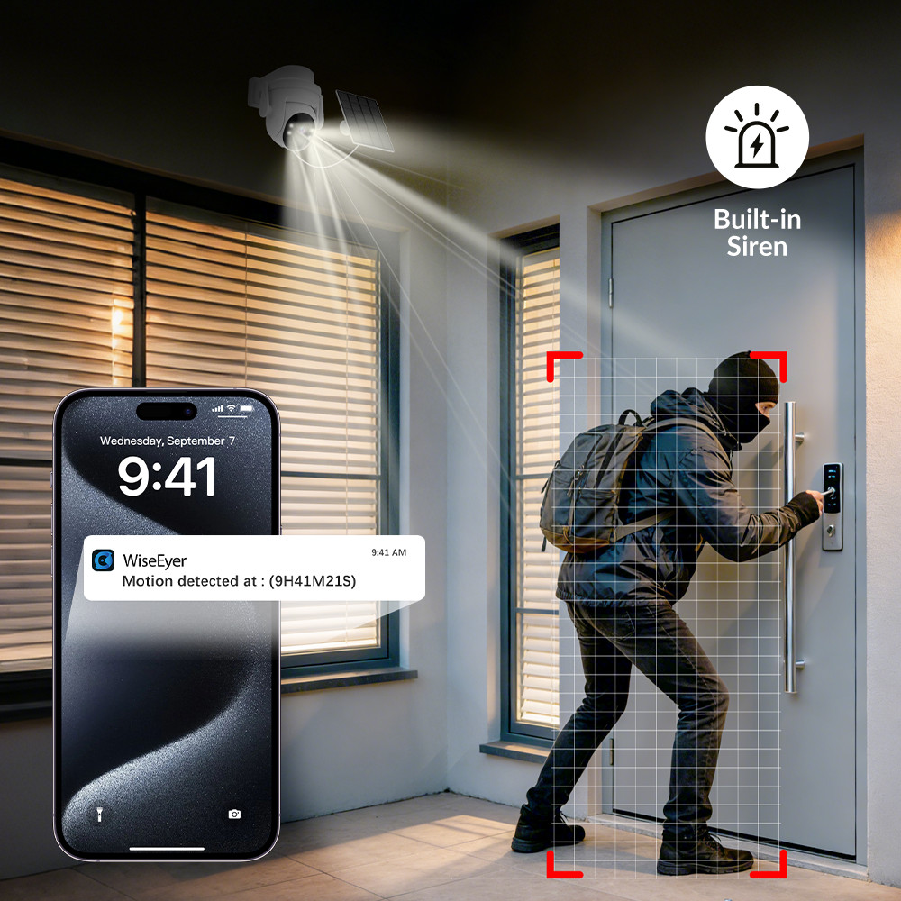 2/4 PacK Solar Camera Wireless Solar Security Camera System 4MP WiFi iP Camera