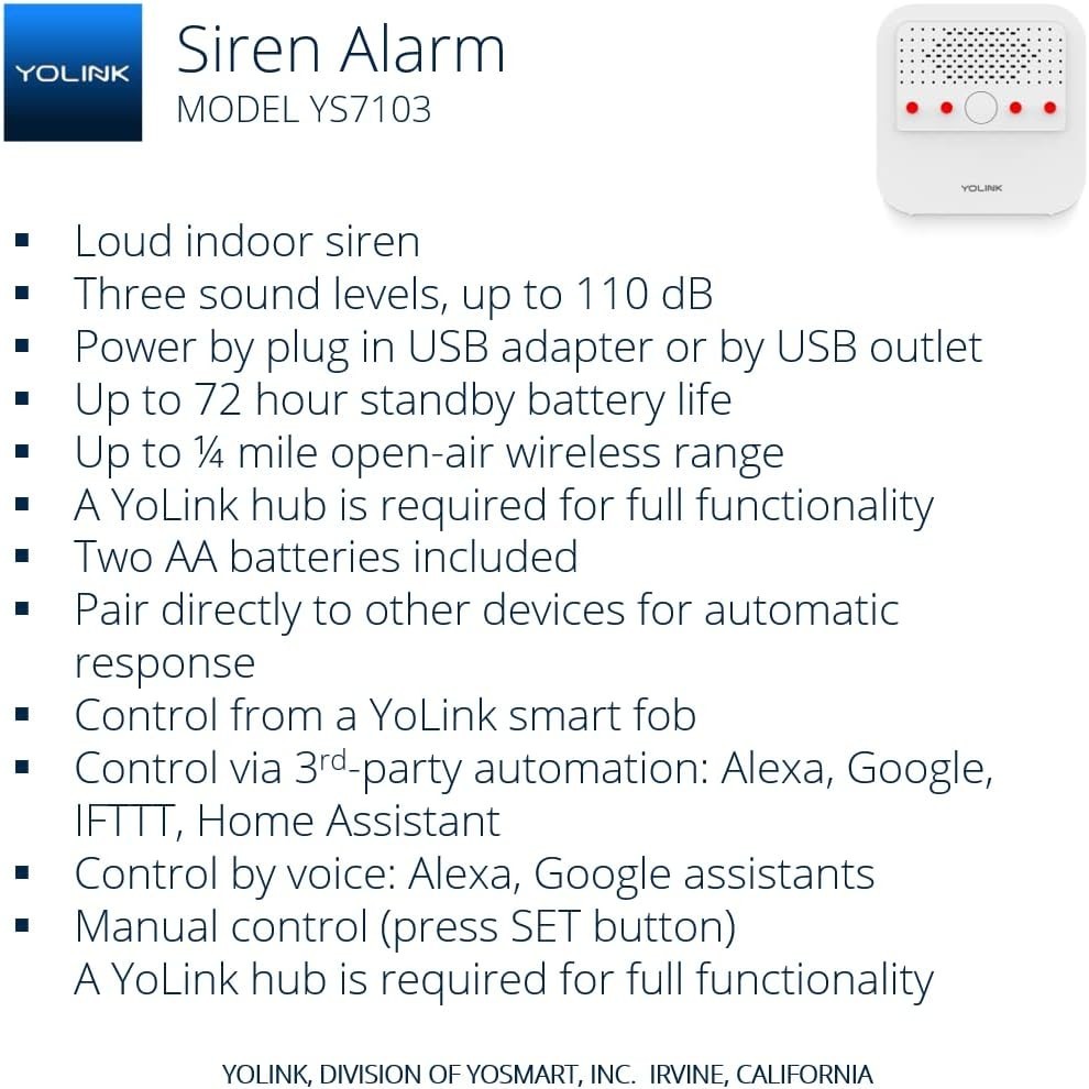 Smart Siren Alarm Wireless Home Security Alarm 110 dB Loud Audible Alert Remote
