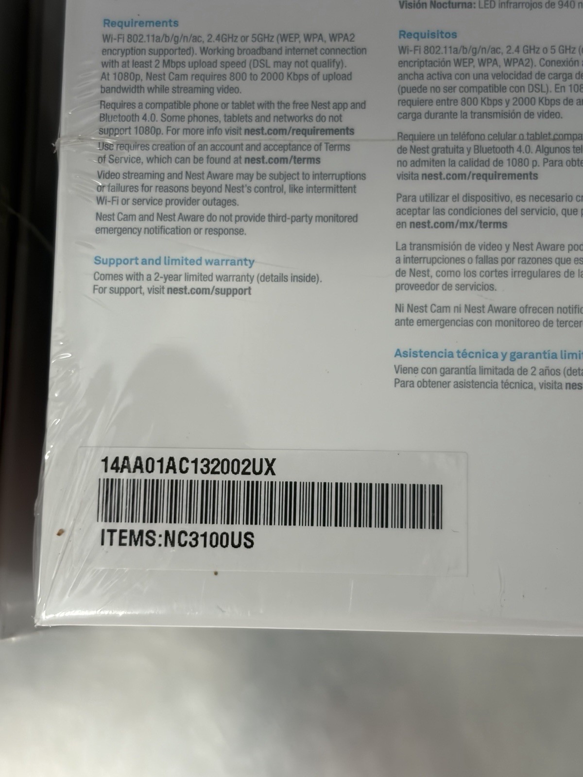 2-pack SEALED Nest Cam IQ Indoor Security Camera 1080p HDR Wi‑Fi White NC3100US