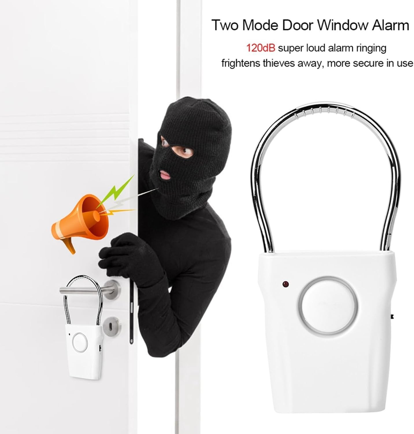 120dB Portable Door & Window Alarm with Vibration & Touch Trigger