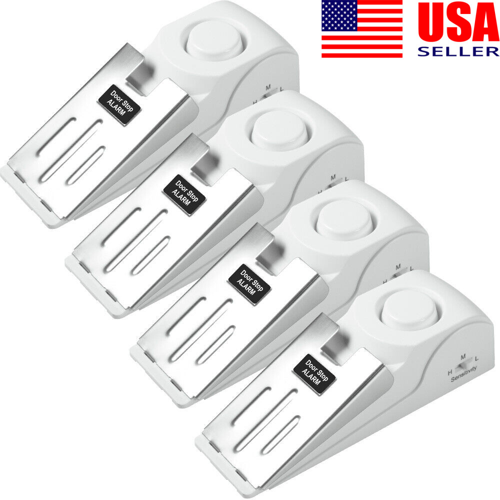 4 PACK Security Door Stop Alarm 120DB Hotel Home Portable Security Safety Tools