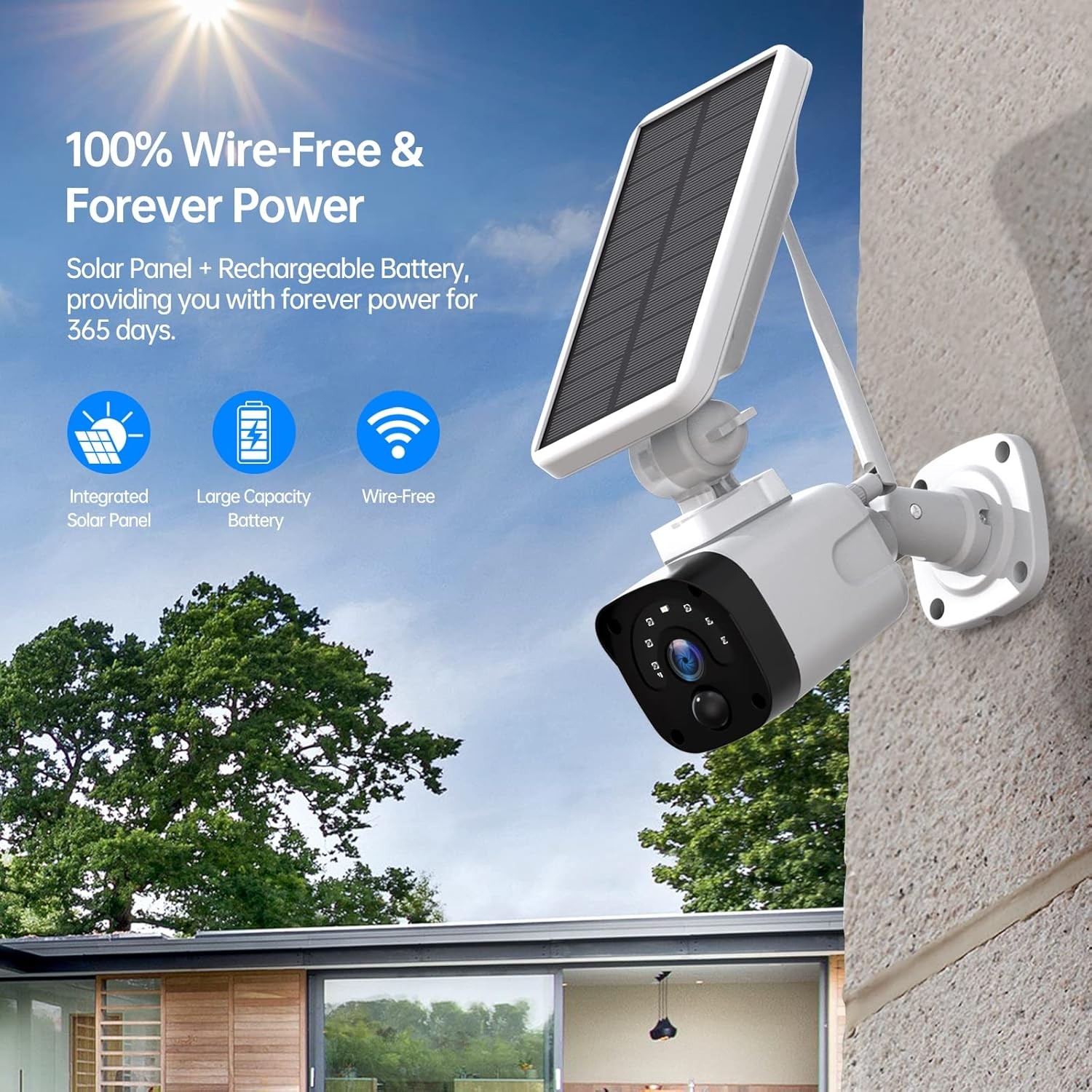 CAMCAMP Solar Battery Powered Wireless Security Camera System Outdoor Home Wifi