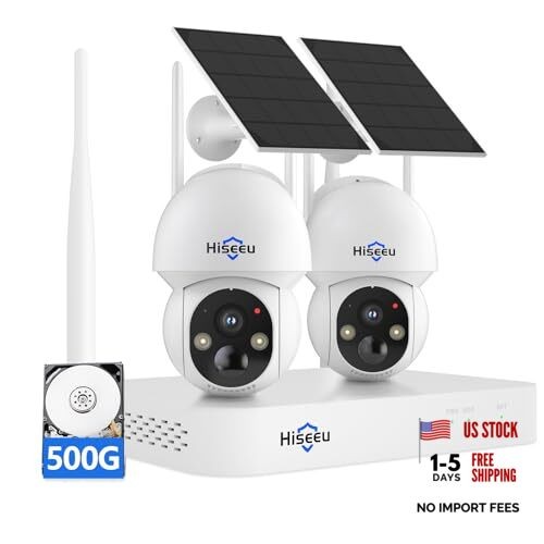 Solar Security Camera Outdoor,4MP Cameras,Wireless Home Solar System 2 Cam KIT