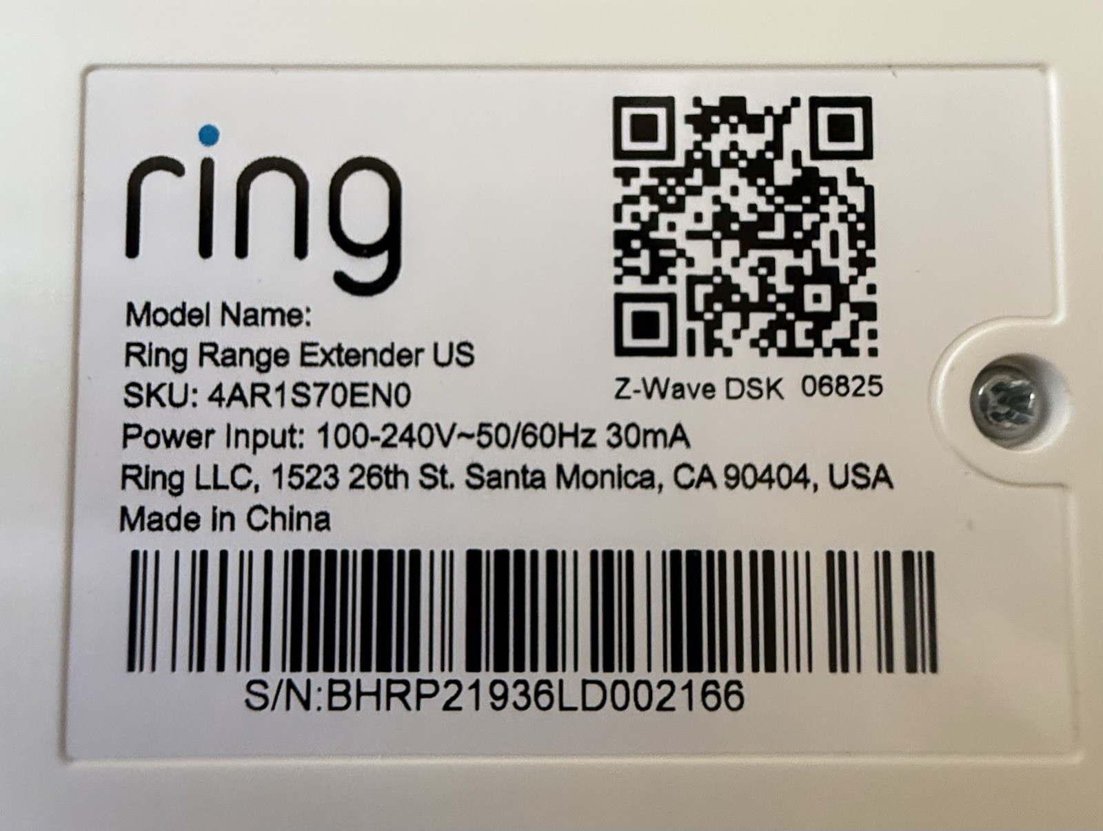 BRAND NEW Ring Range Extender (1st Gen) Model 4AR1S70EN0 – FREE SHIPPING!