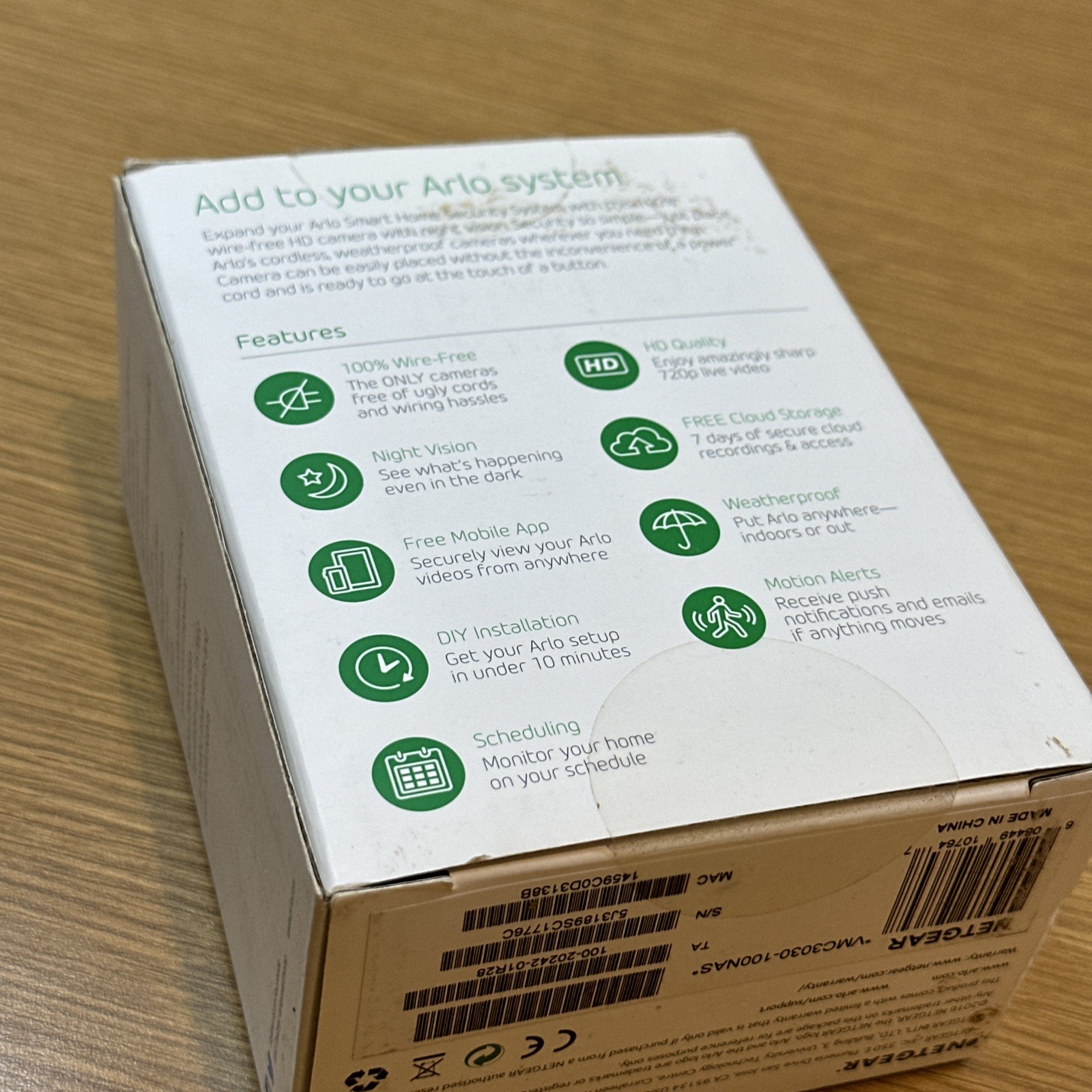 Arlo VMC3030-100NAS Wire-Free Indoor/Outdoor Security Camera OPEN BOX