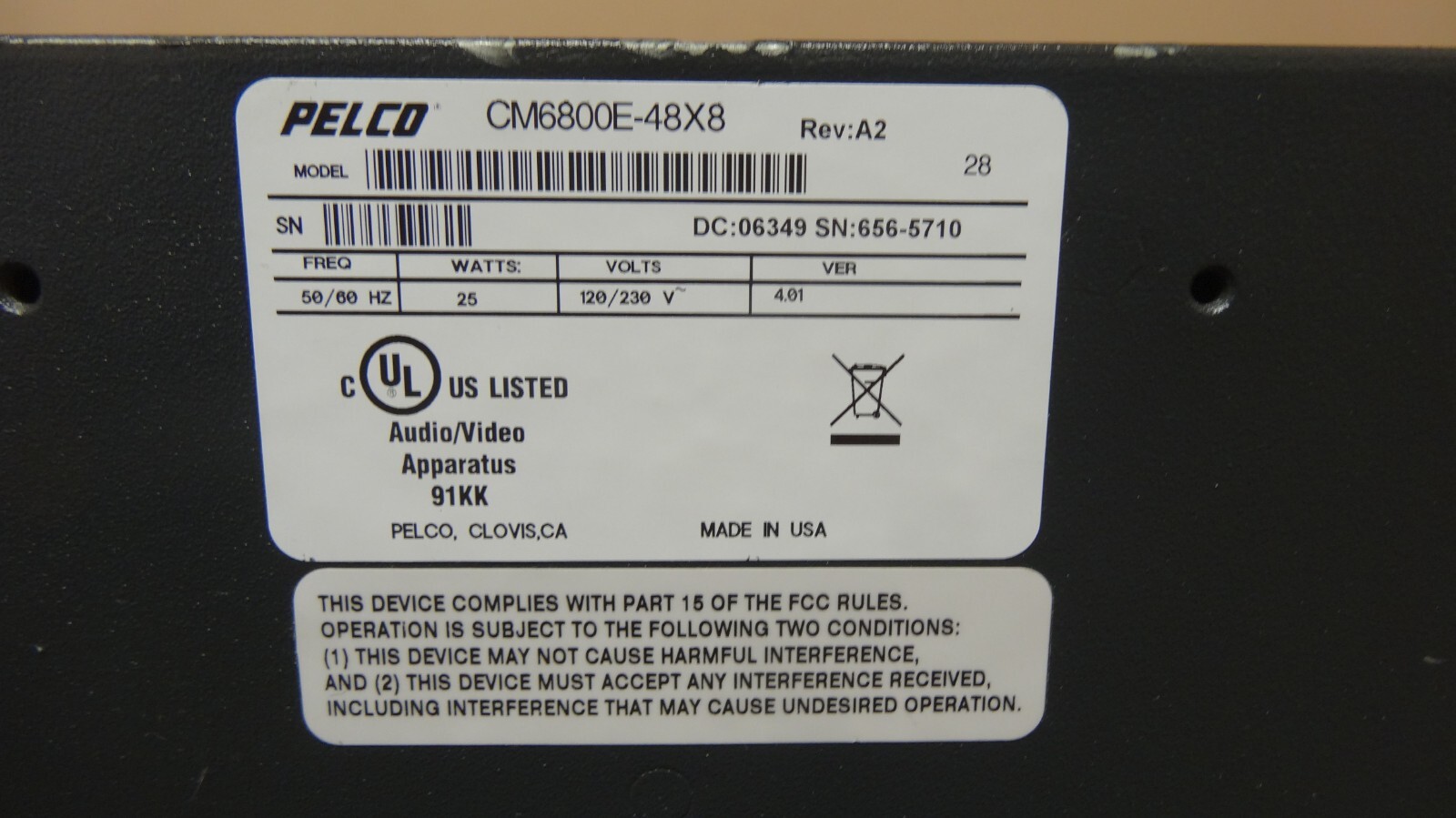 Pelco Matrix Switcher / Controller CM6800E-48X8