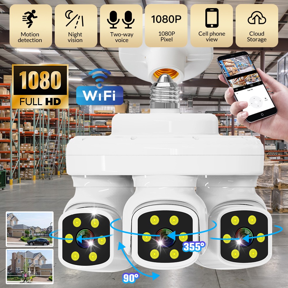 6MP 3Lens WIFI Security Cameras 1080P Night Vision Supermarket Warehouse Factory
