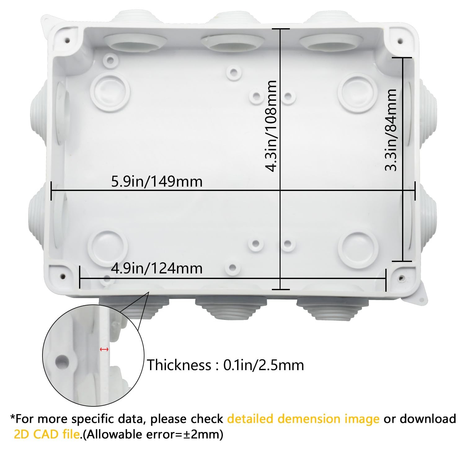 LeMotech ABS Plastic Dustproof Waterproof 5.9″ x 4.3″ x 2.8″ (2pc), White