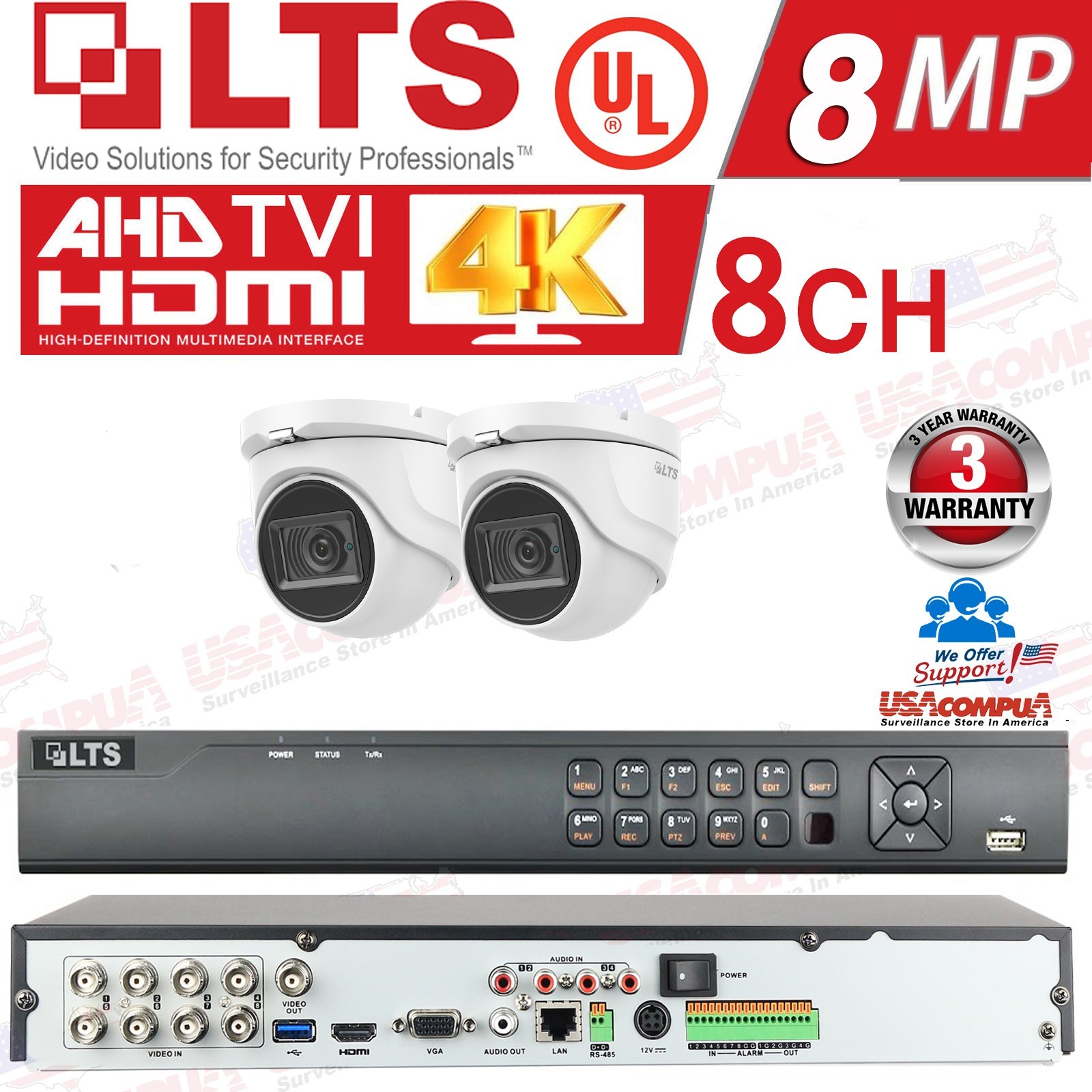 8CH 8MP NVR 5MP Audio 3K POE Security Camera System Outdoor AI Color Night