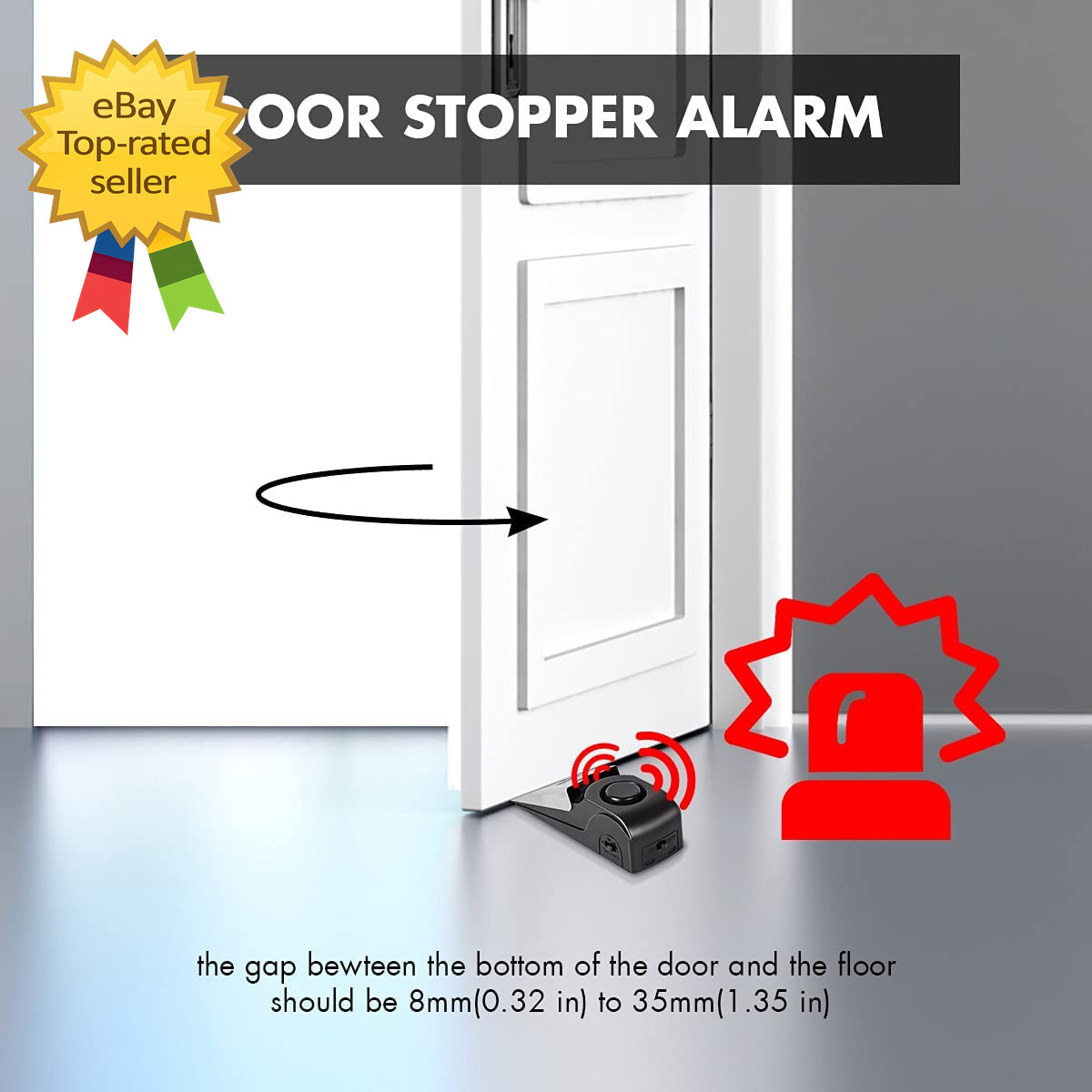 Door Stop Alarm 120DB Siren Portable Security Door Stopper for Home Travel 2Pack