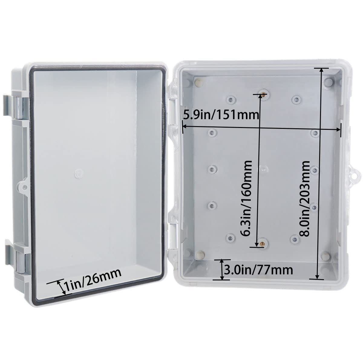 YETLEBOX Waterproof Outdoor Electrical Box 8.7″ x 6.7″ x 4.3″ 1pc, Grey