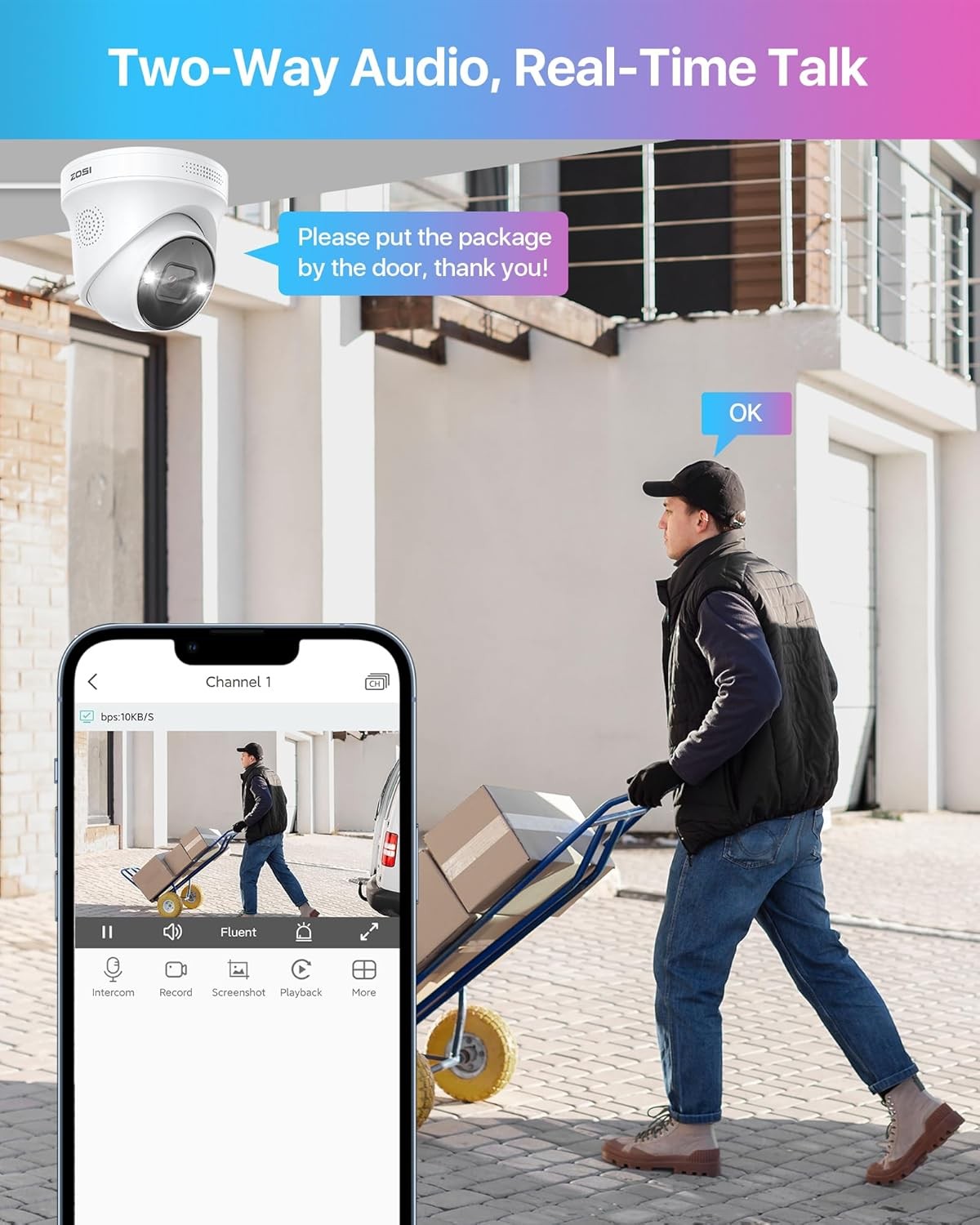ZOSI 16CH 4K 8pcs 8MP PoE Security Camera System AI Detect 2 Way Audio with 4TB