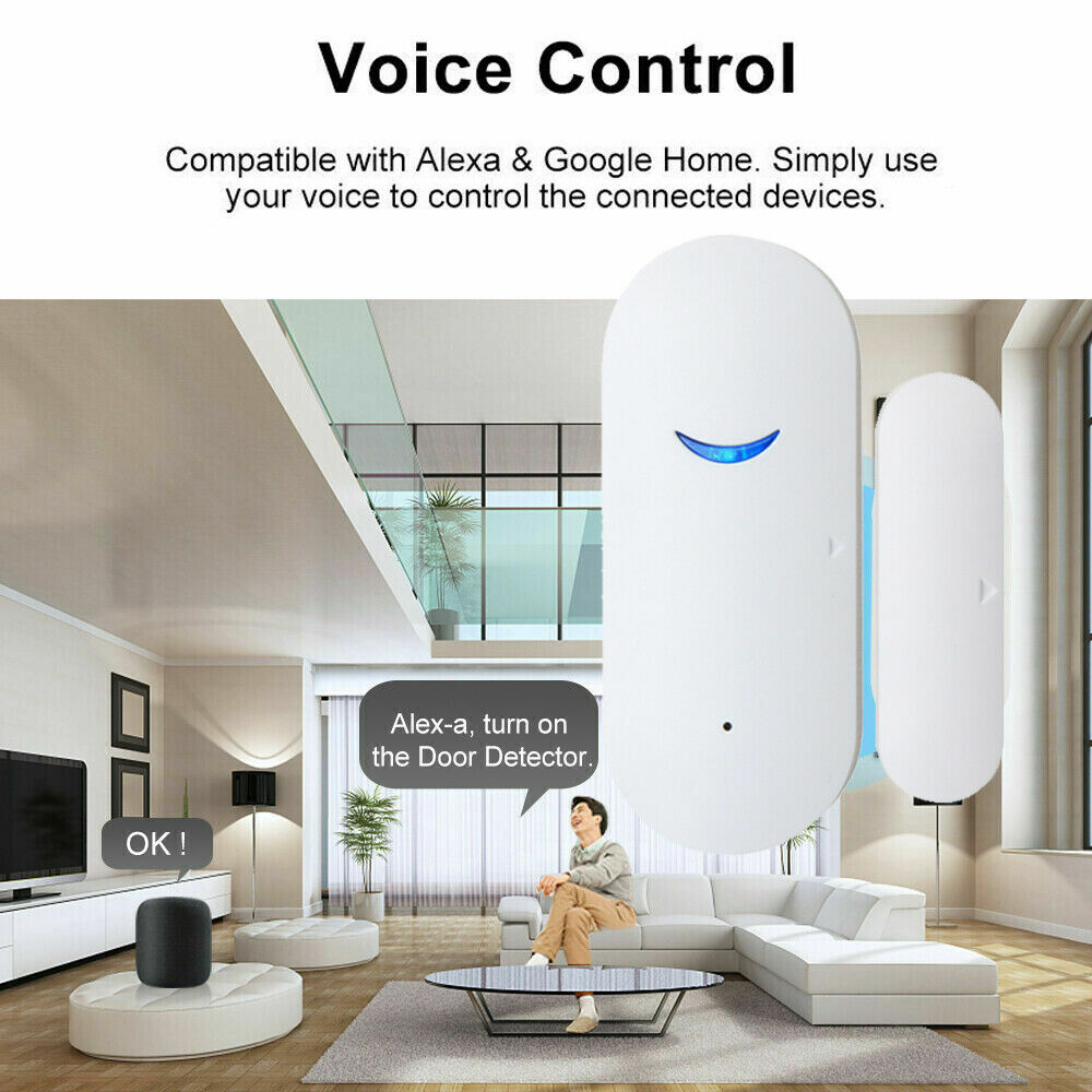 WIFI Smart Window Door Magnetic Sensor Burglar Security Alarm For Google Alexa