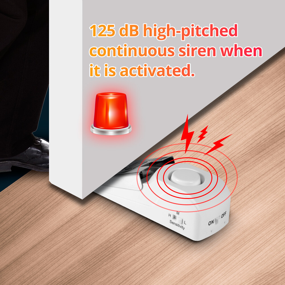 2 Pack Security Door Stop Alarm 120DB Hotel Home Portable Security Safety Tools