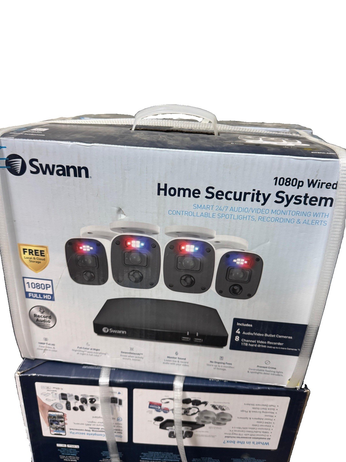 Swann 4 Camera 8 Channel 1080p Full HD DVR Security System Police lights