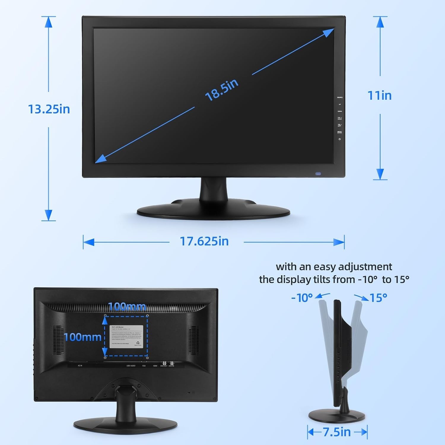 SVD 18.5″ Security Monitor – 4K Input, HD LED Display