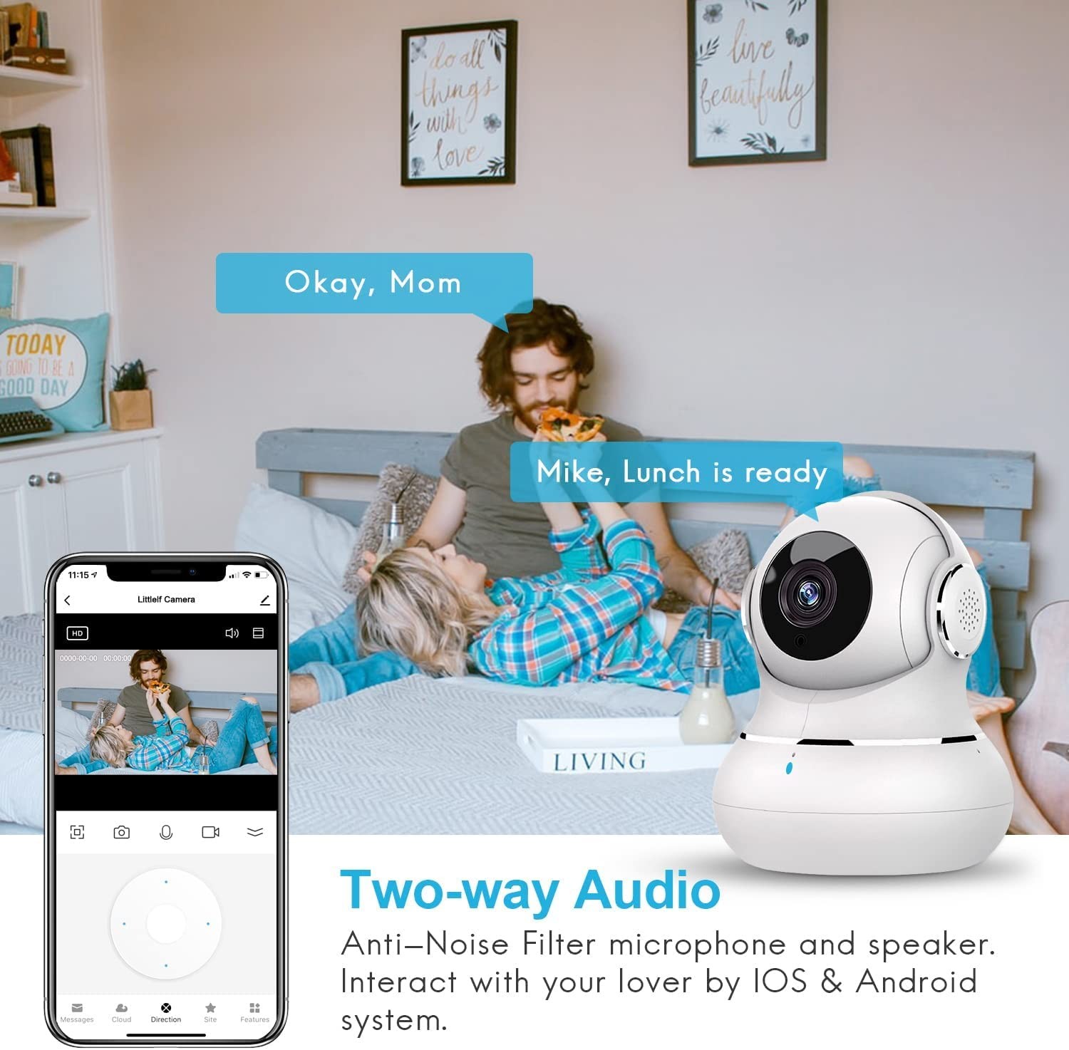 litokam Indoor Security Camera 4 Pack, 360° WiFi Cameras 4 Pack-2.4GHz, White